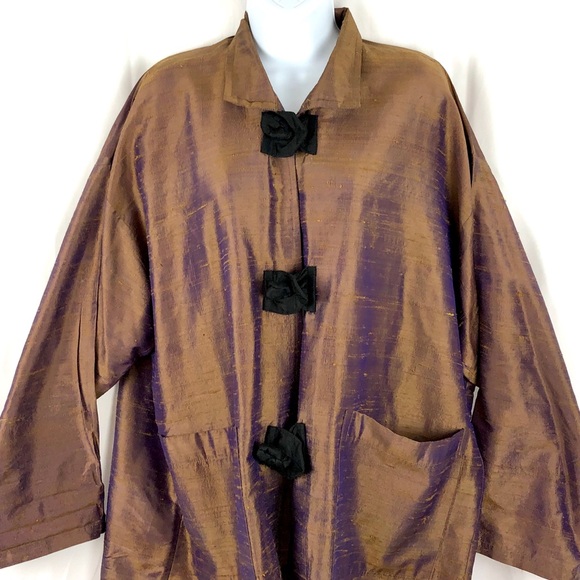 Louis Simon Textured Silk jacket pockets 1X - Picture 4 of 7